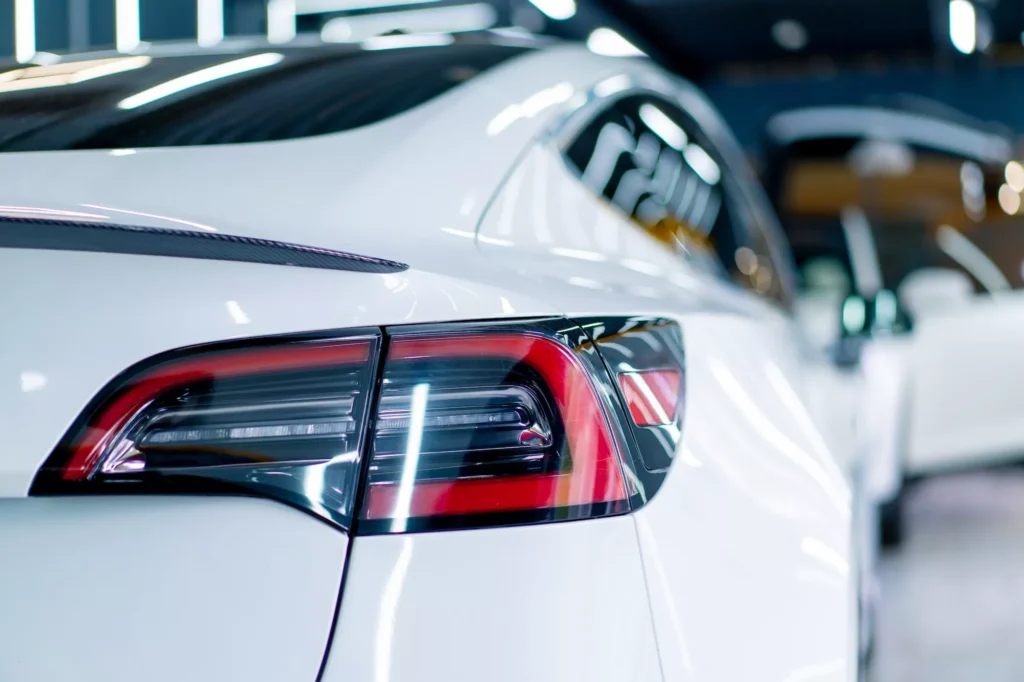 glossy ppf tesla rear light